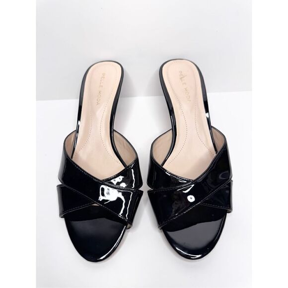 Pelle‎ Moda Heels Womens Size 8.5 Black Patent Leather Slip On Kitten Heels - Picture 3 of 8
